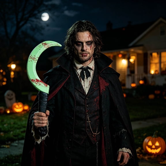 AuroraX Realistic Bloody Halloween Knife Scary Halloween Party Prop Plastic Glow in Dark Handheld Large Halloween Party Decorations