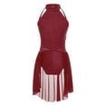 thumbnail image 2 of YONGHS Kids Girls Lyrical Dance Dress Sleeveless Figure Ice Skating Leoatrd Dancewear Burgundy 6, 2 of 7
