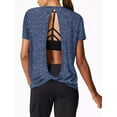 thumbnail image 3 of PENGXIANG Womens Open Back Yoga Tops Short Sleeve Loose Fit Activewear Muscle Tops Workout, 3 of 4