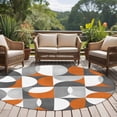 thumbnail image 4 of Retro Geometric Round Rugs for Living Room 5ft Art Decor Orange Gray Semicircle Non Slip Circle Rug Washable Low-Profile Indoor Carpet for Bedroom, Dining Room, Bathroom, 4 of 9