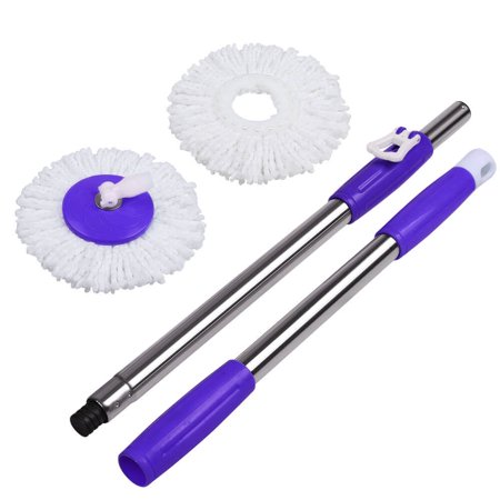 BCBMALL Spinning Mop Pole Handle Replacement 360° Rotating with 2x Microfiber Mop Heads