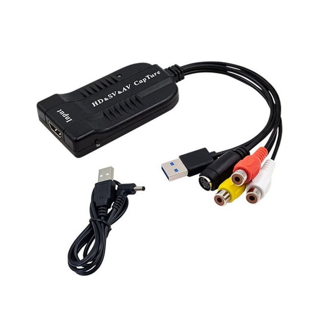 USB Video Capture Card /HD/Hi8/DVD to Digital Converter HD/S-Video to USB2.0 Audio Video Record Capture Device,1 x USB 2.0 Video capture card 1 Cable,Black