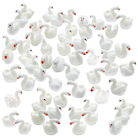 Ksopiavobs 40 Pcs Resin Swan Figurines Procelain Swan Miniature Figurines Fairy Garden Accessories Cake Toppers Decoration Set for Succulent Planter Moss Landscape DIY Terrarium Home Décor