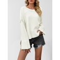 thumbnail image 5 of Women Crewneck Sweaters Bell-Style Sleeve Batwing Knit Tops Slouchy Soft Pullover Tops Color L, 5 of 10