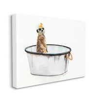 Stupell Industries Meerkat Bubble Bath Vintage White Tin Tub Canvas Wall Art, 30 x 40, Design by Jennifer Redstreake