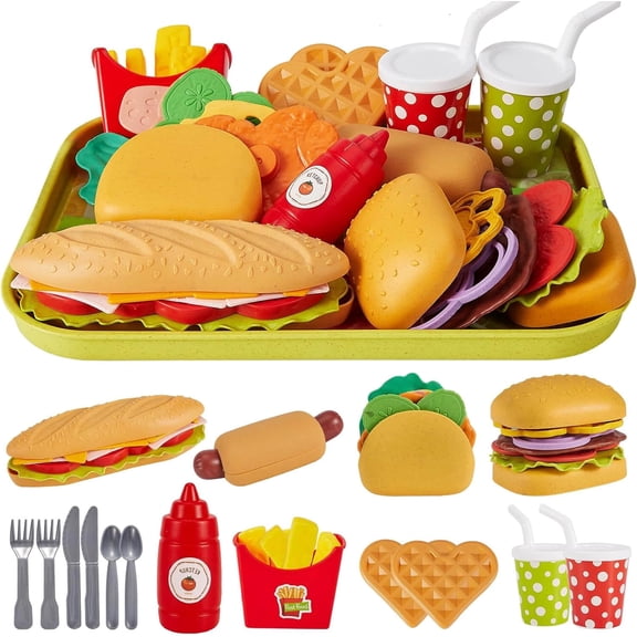 Drify Fast Food Play Food Set Pretend Play Kitchen Accessories for Kids