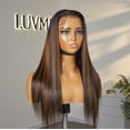 thumbnail image 2 of LUVME 13x4 Lace Front Wig 20" MB30# Medium Brown 100% Human Hair Pre Plucked Bleached Knots Glueless Straight 1 Piece, 2 of 7