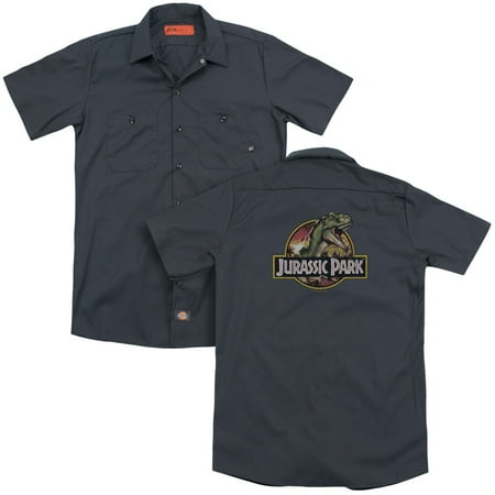 Jurassic Park Retro Rex (Back Print) Adult Work Shirt Charcoal