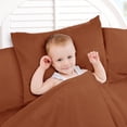 thumbnail image 3 of 3 Piece Toddler Bed Sheet Set - Silky Soft Solid Microfiber Crib Sheets, Hypoallergenic, Cool & Breathable - Includes Fitted Sheet 28"x52", Flat Sheet 45"x60" and 14”x19” Pillowcase - Rust Sienne, 3 of 3