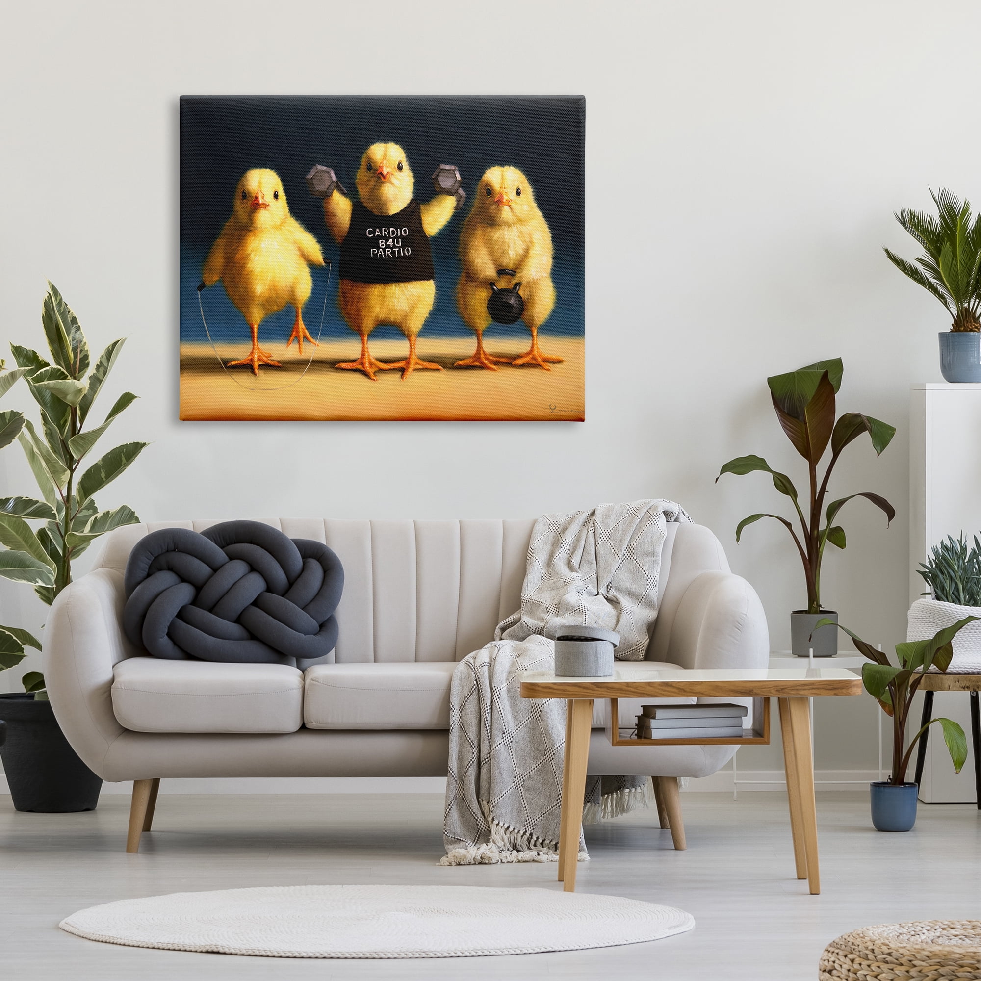 Stupell Funny Exercise Workout Chicks Animals Animals & Insects Painting Gallery Wrapped Canvas Print Wall Art