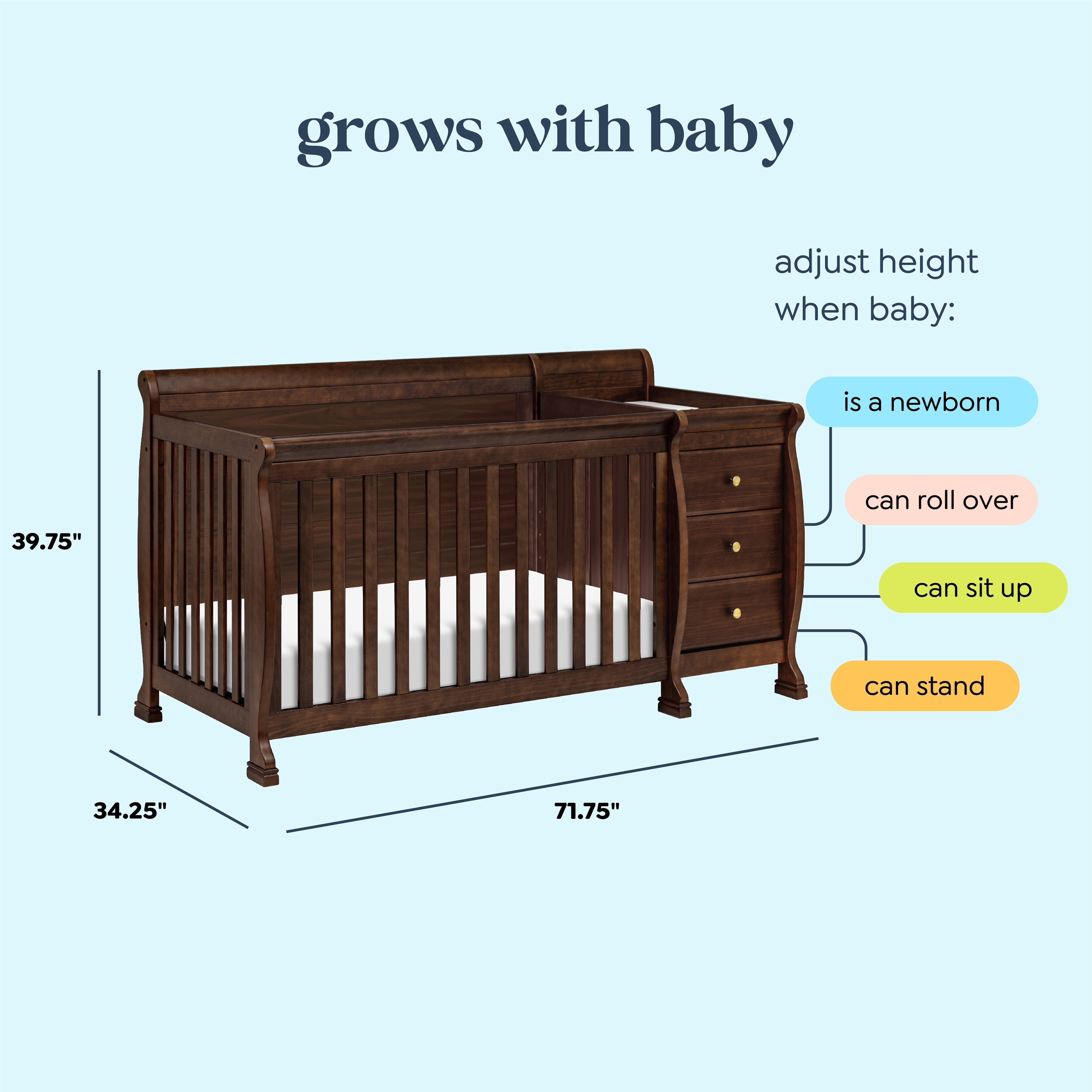 DaVinci Kalani 4-in-1 Convertible Crib & Changer in Espresso