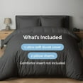 thumbnail image 3 of CGK Linens 2-Piece Premium Duvet Cover Set - Twin Size Soft Comforter Cover With Zipper & Matching Pillowcases, Black, 3 of 7