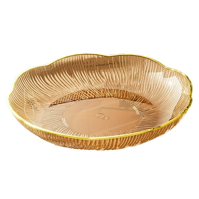 simhoa Fruit Plate Fruit Bowl Multifunctional Round Decorative Dessert Plate Serving Platter for Countertop Birthday Graduation Home S Amber