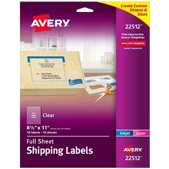 Avery Labels, 8.5" x 11", Matte Clear, 10 Total (22512)