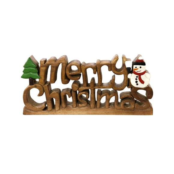 Decozen Living Room Decor: Handcrafted Merry Christmas Centerpiece - Christmas, Bedroom, Indoor Coffee Table, House, Dining Room, Farmhouse & Kitchen Decor, Housewarming Gifts - Solid Wood