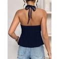 thumbnail image 6 of Women Tie Back Tank Tops Criss Deep V Neck Spaghetti Strap Backless Tanks Going Out Dark Blue XL, 6 of 9
