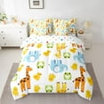 thumbnail image 2 of Homewish Lovely Elephant Giraffe 7-Piece Twin Bedding Sets,Rustic Frog Duck Bedding Comforter Set,White Yellow Blue Sheet Sets For Teens,Super Cozy Room Decor Reversible, 2 of 8
