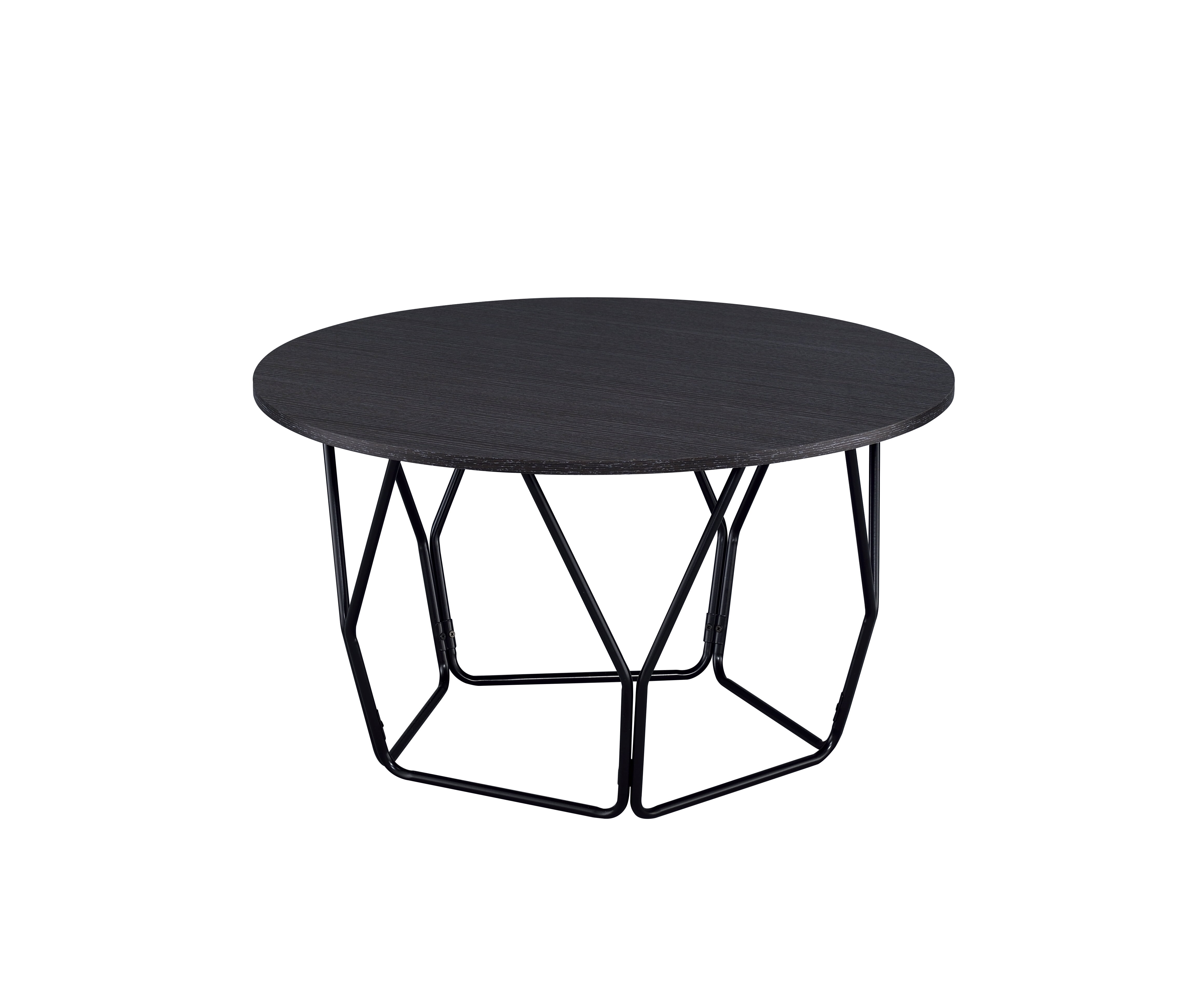 Acme Sytira Round Metal Frame Coffee Table in Black