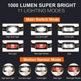 thumbnail image 6 of Headlamp Rechargeable 2 Pack - LED Head Lamp with Motion Sensor, White Red Light, 11 Modes - Head Lights Forehead Flashlight for Adults Kids, Waterproof Headlight for Fishing Camping Hiking Running, 6 of 8