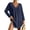 Deep Blue, variant on Women Swimsuit Cover up Shirt V Neck long 3/4 sleeve Bathing Suit Cover Summer Beachwear Sun Protection Blouse