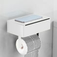 thumbnail image 1 of Portarrollos de papel higiénico de pared de acero inoxidable con estante y dispensador de toallitas | Organizador de baño 2 en 1 | Montaje adhesivo o con tornillos | Negro/Plateado/Naranja | 20,5 x, 1 of 6