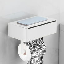 ZZkhGO Wall Mount Toilet Paper Holder, Built-in Wipes Dispenser, Bathroom Storage Shelf for Phone Essentials