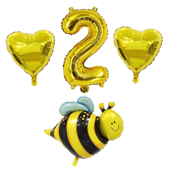 Gold Bee 2nd Birthday Party Balloons Foil Number 2 Set