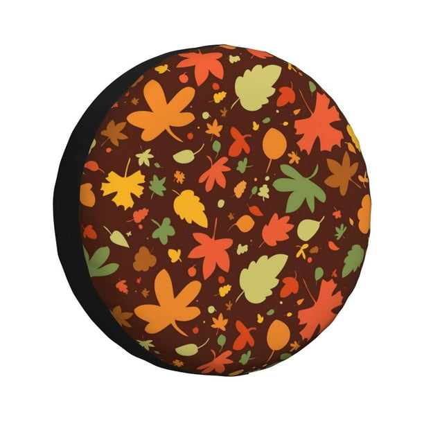 Fotbe Autumn Leaves Funda de Llanta de Repuesto con Estampado, Engrosada, Ajuste Universal para Jeep, Remolque, RV, SUV, Camión-16 inch