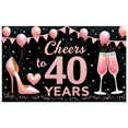 thumbnail image 2 of Elegant Design Cheers to 40th Birthday Anniversary Glitter Banner for Milestone Celebration Adult Party Decoration, 2 of 7