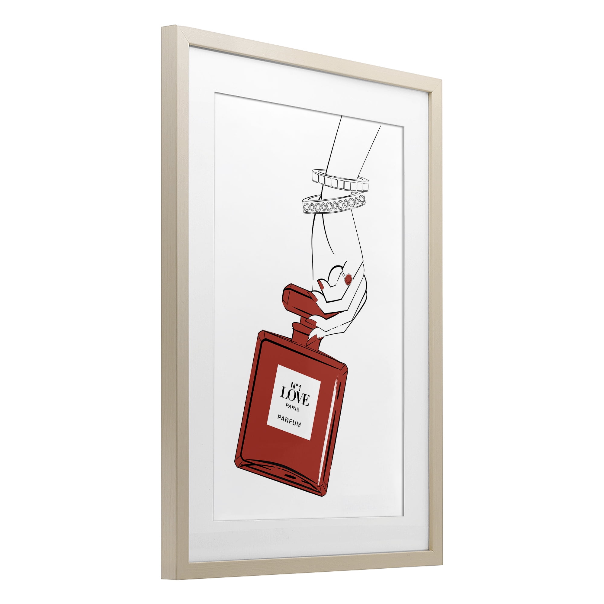 Stupell Industries Red Perfume In Hand Birch Framed Print Under Glass, design by Martina Pavlova
