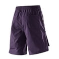 thumbnail image 5 of Hvogkswy Mens Shorts, Solid Color Straight Elastic Waist Drawstring Cargo Shorts Multi Zipper Pockets Stylish Vintage Outdoor Workout Summer Casual Shorts, 5 of 7