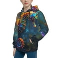 thumbnail image 2 of Fotbe Neon Seahorse Underwater Realm Pattern Youth Pullover Hooded Sweatshirt, Boys Hoodie, Kangaroo Pocket Hoodie for Kids Girls -Large, 2 of 6