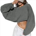 thumbnail image 1 of Sudaderas de Larga con Globo para Mujer, Sudaderas , Cuello Redondo Extragrande Gris L, 1 of 7