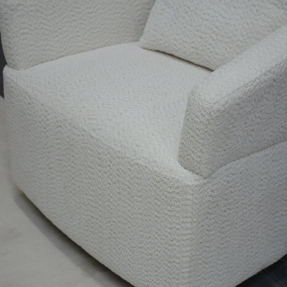 Newboti Furniture Modern 360 Degree Swivel Sofa Chair, Round Armchairs with High Backrest and Upholstered, Beige Velvet Accent Chair for Living Room,Bedroom, Office, Small Spaces 01979