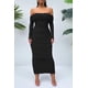thumbnail image 4 of Vestido PRETTYGARDEN Maxi Bodycon con Hombros Descubiertos y Fruncido Negro M, 4 of 8