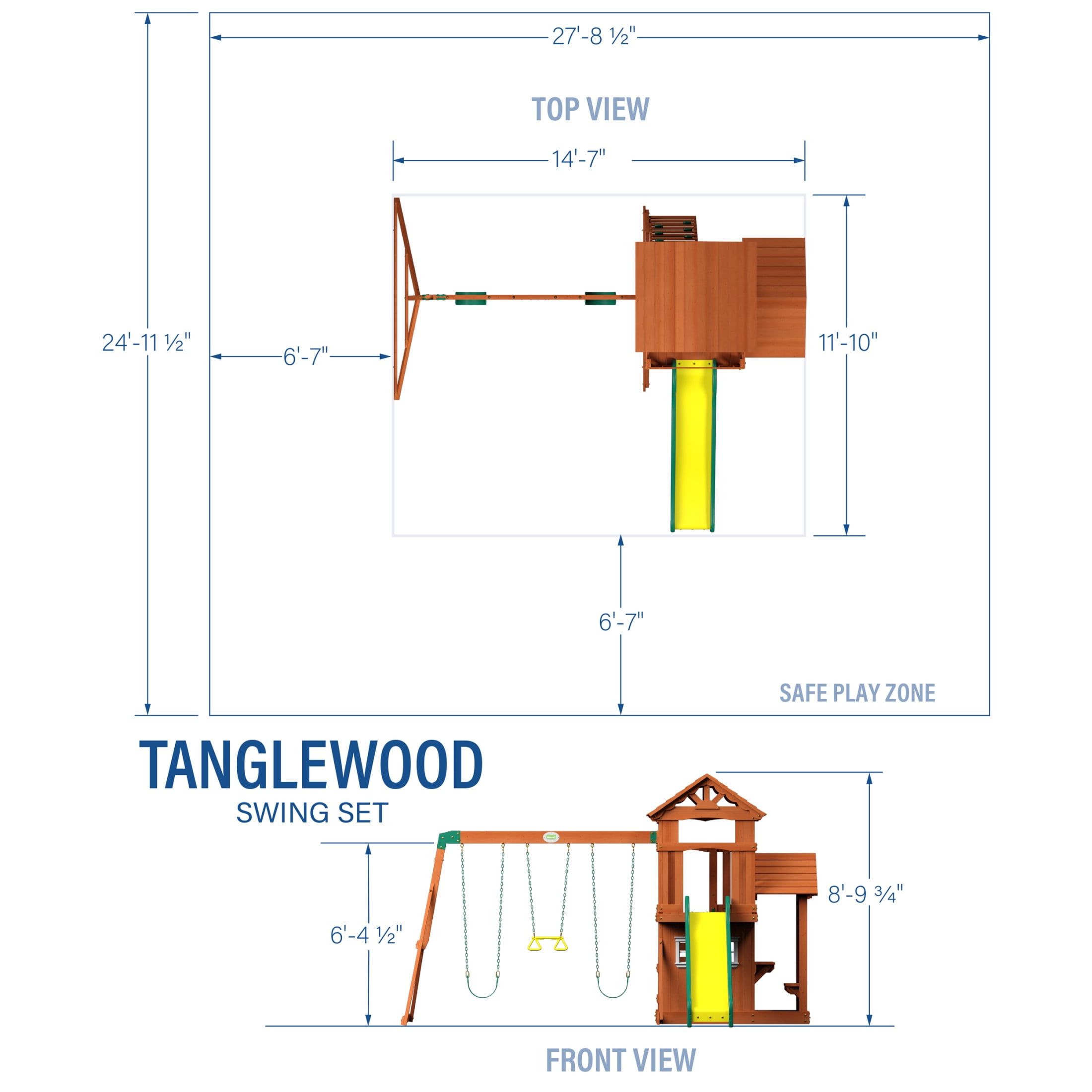 Backyard Discovery Tanglewood Cedar Wood Swing Set, Slide, Clubhouse, Playhouse, Snack Bar