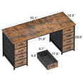 thumbnail image 4 of Vintage Computer Desk with Drawers for Storage - 55 inch Home Office Desk with 8 Fabric Drawers, Writing Study Desk with Drawers on Both Sides for Bedroom, 4 of 7