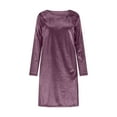 thumbnail image 4 of FAVIPT Velvet formal Dresses for Women Crew Neck Long Sleeve Midi Dressess Solid Color Elegant Party Cocktail Dresses Purple,M, 4 of 8
