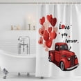 thumbnail image 2 of Red Valentine's Day Shower Curtain, Waterproof Shower Curtains for Bathroom, Love Heart Truck Romantic Valentines Washable Fabric Bathtub Curtain Set Bath Decor with 12 Hooks Extra Long 72"x96", 2 of 6