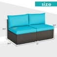 thumbnail image 2 of Patiojoy 2-Piece Outdoor Wicker Rattan Sectional Armless Sofa Chair w/ Turquoise Cushions, 2 of 5
