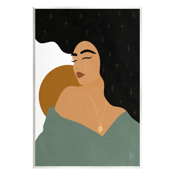 Stupell Industries Contemporary Boho Girl Portrait Beauty & Fashion Painting Unframed Art Print Wall Art