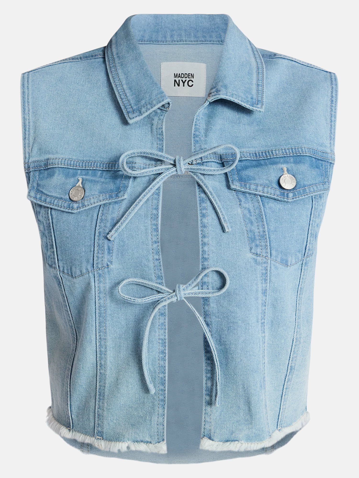 Madden NYC Women’s Tie Front Denim Vest, Sizes XXS-XXL