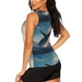 thumbnail image 4 of Picia Dancing Whale Pattern Women's Workout Tank Top,Breathable Activewear,Slim Fit Athletic Top,Versatile Workout Moisture-wicking top-X-Large, 4 of 9