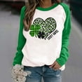 thumbnail image 2 of Ohufall Fall Clothes Fashion Women's Spring Patchwork St. Patrick's Day Printed Long Sleeves Round Neck Casual Tee Casual Loose Pullover Tops, 2 of 4