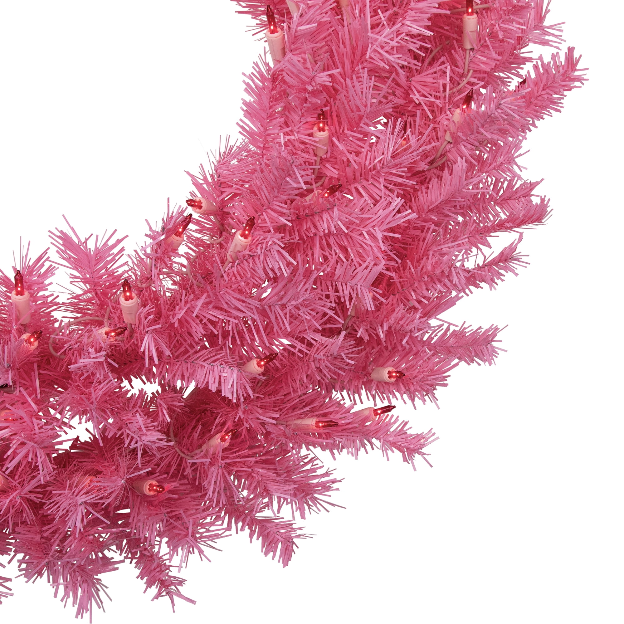 36" Pre-Lit Pink Spruce Artificial Christmas Wreath Pink Lights