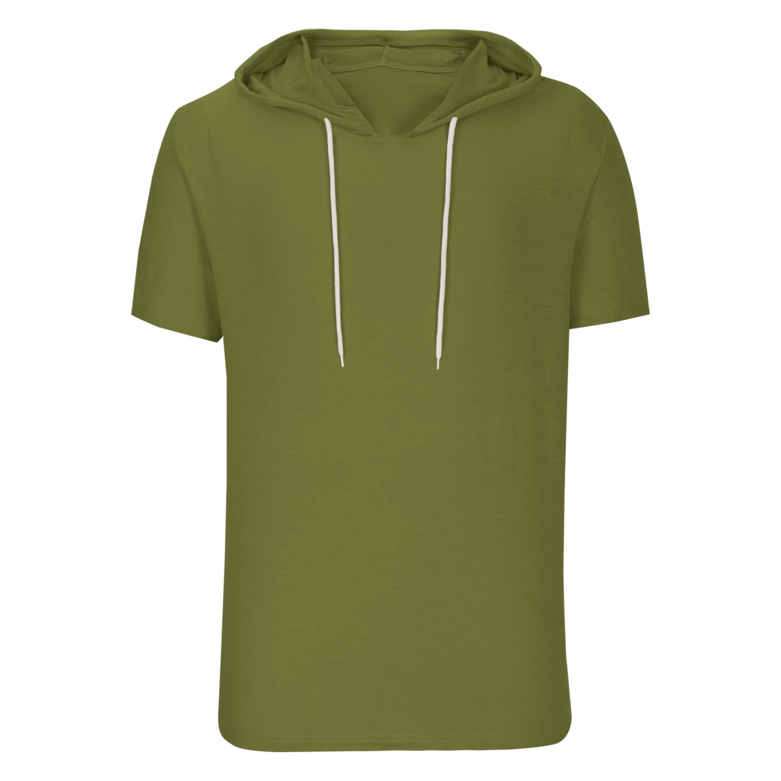 2024 Summer Mens Short Sleeve Hoodies Lightweight Soft Cotton Drawstring Pullover Hooded Sports T-Shirt Tops