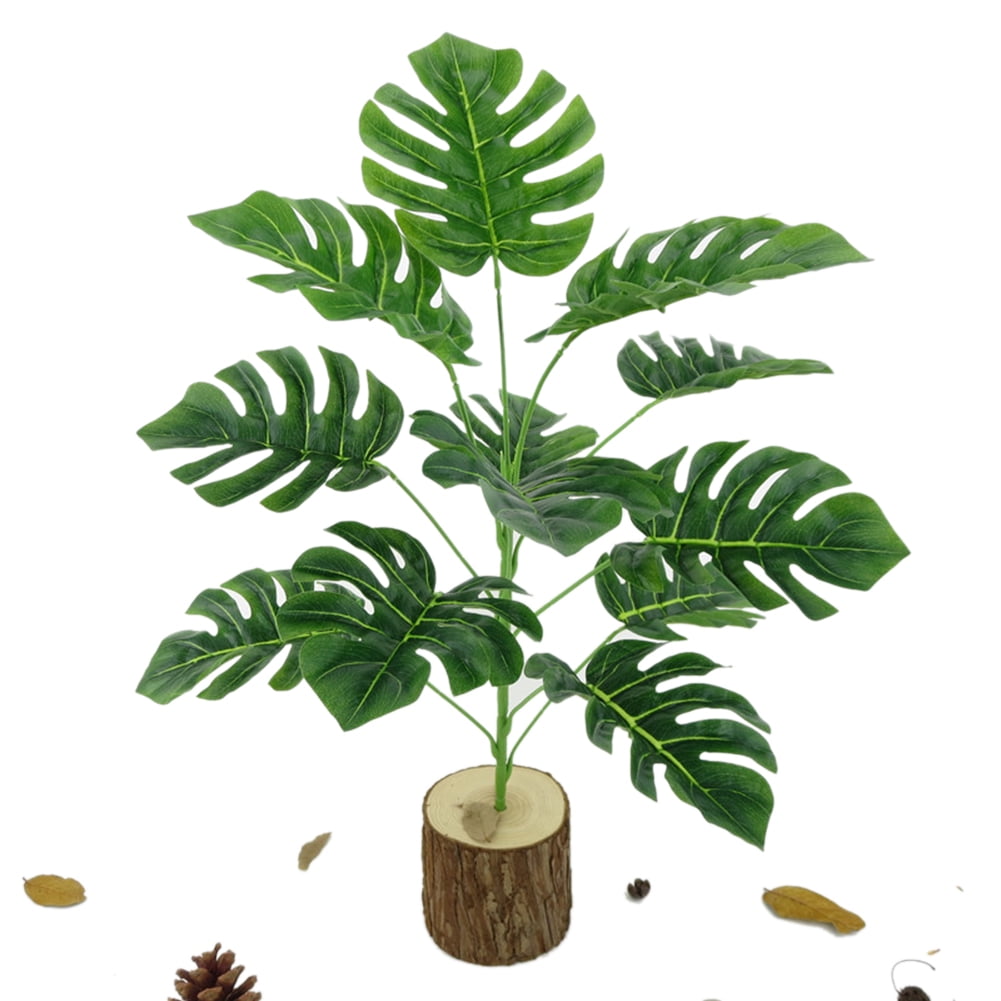 Fake Monstera Leaves Plant 12 Heads Faux Tropical Plant, for Indoor