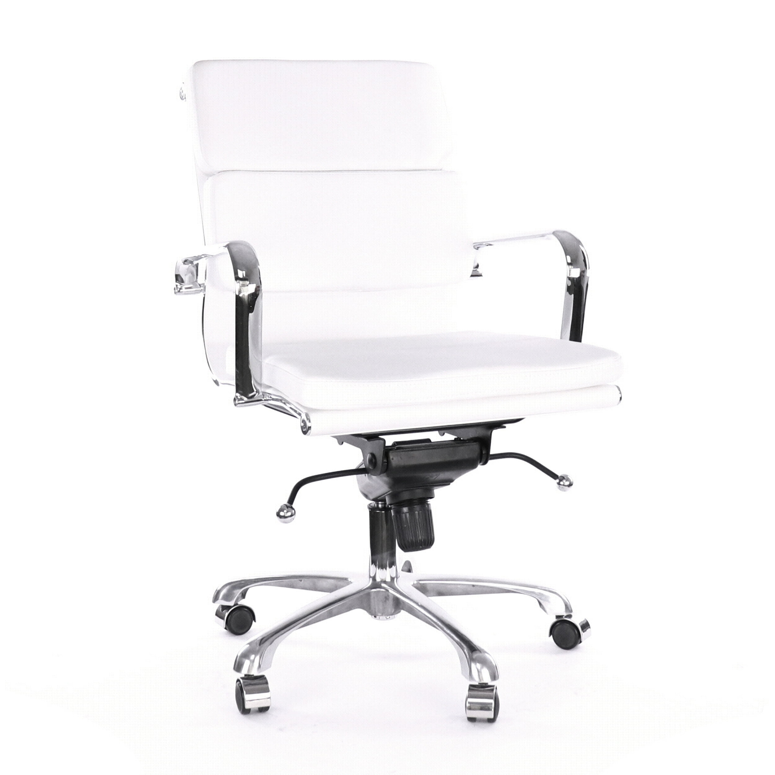 Century White Padded Modern Classic Aluminum Office Chair