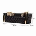 thumbnail image 2 of Naomi Button Tufted 3 Pc Sofa Set with Velvet Fabric and Gold Accent in Black, 2 of 17