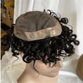 thumbnail image 3 of 15MM Curly Toupee Durable Mono Base Men's Hairpiece Human Hair Replacement System For Men, 3 of 5